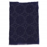 Navy silk and cotton scarf with silver thread and pearls