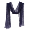 Navy silk and cotton scarf with silver thread and pearls