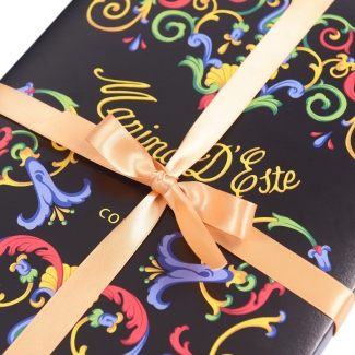 Navy silk and cotton scarf with silver thread and pearls