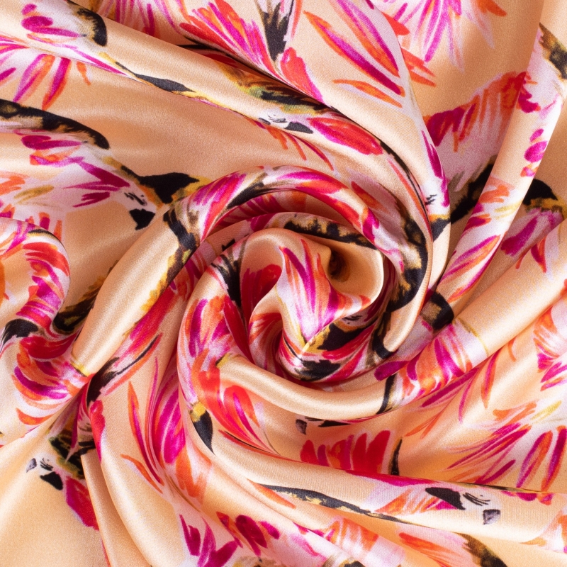 Silk scarf Like a bird orange