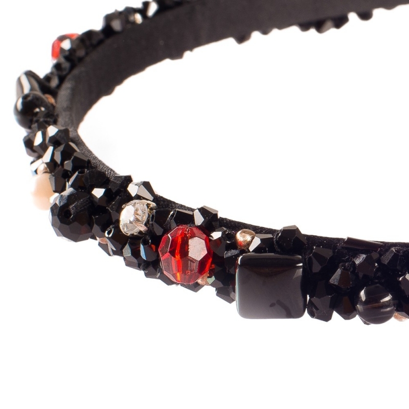 Headband Glamour negru cu pietre semipretioase