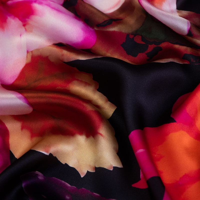 Silk scarf Floral Obsession black