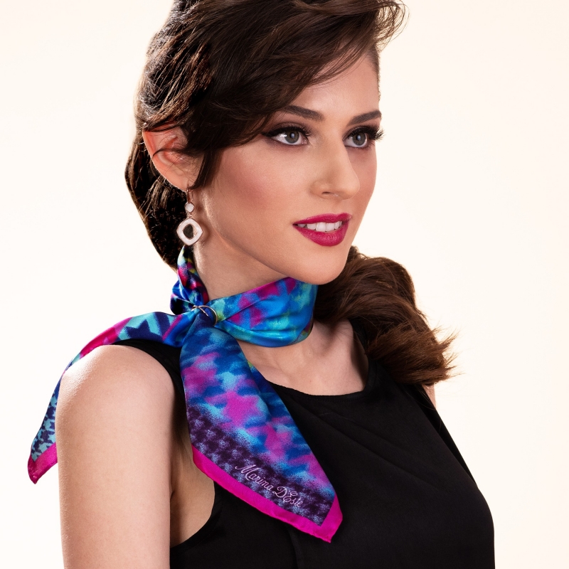 Esarfa matase Iconic Memory fucsia