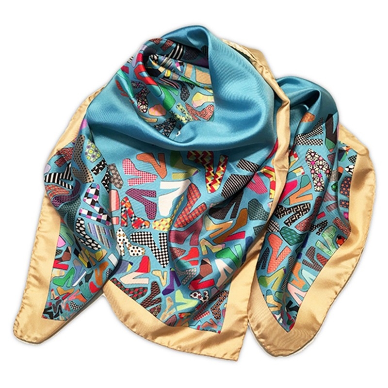 Silk scarf RR 70 Shoes Blue