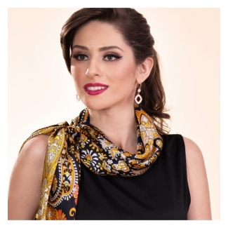 Cadou Esarfa matase Bohemian Paisley Black  si Cercei argint Prestige