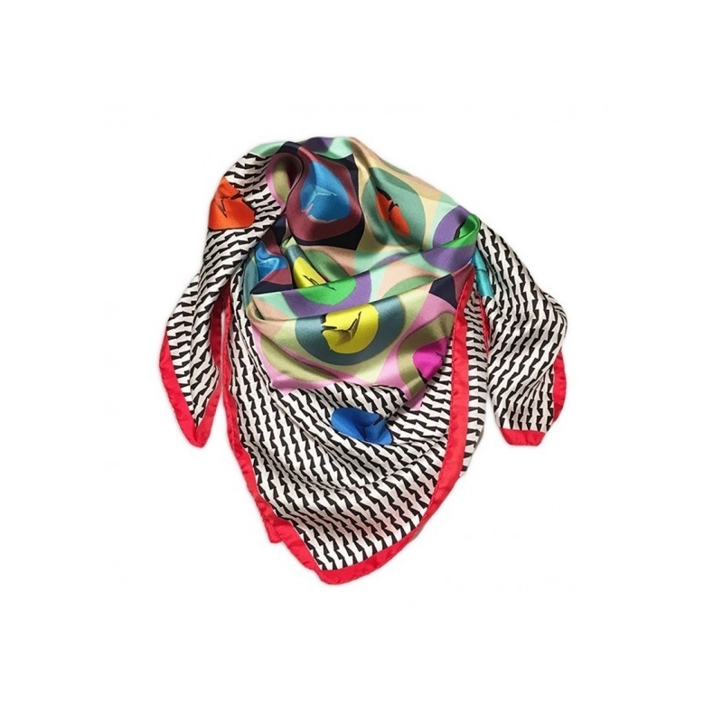 Gift: RR Raviolli Red silk scarf and silver scarf ring