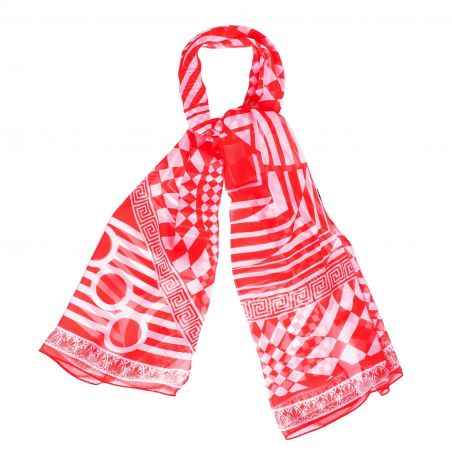 Silk shawl Retro Vibes red