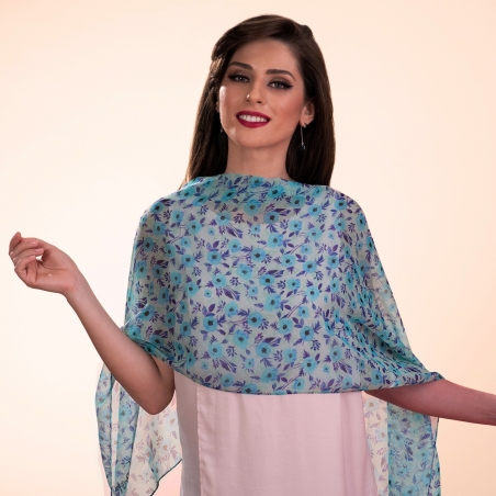 Silk shawl Campo di Fiore ciel