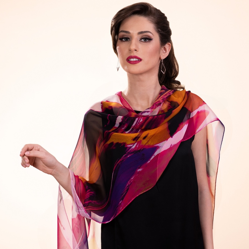 Silk shawl Amalfi orange