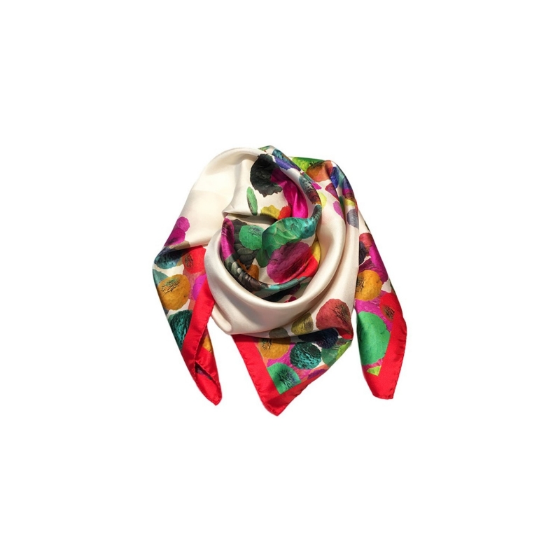 Gift: RR Zinnie Red silk scarf and Silver drop earrings red coral