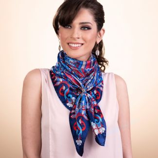 Gift: Bohemian Paisley Navy silk scarf and Dream Big silver earrings