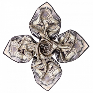 Gift: Inside beauty paisley beige silk scarf and Morning Light Agate silver earrings