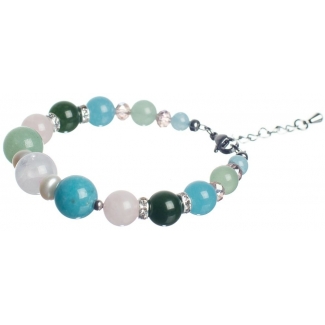 Aventurine, Angelite and Pink Quartz Luxury Bracelet