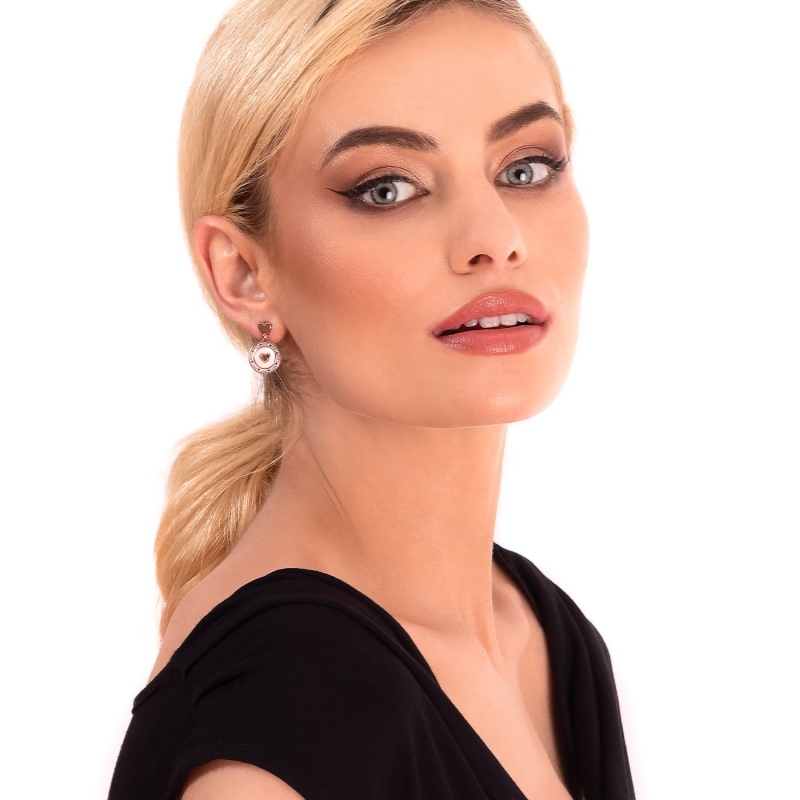 Sterling Silver Earrings Love white