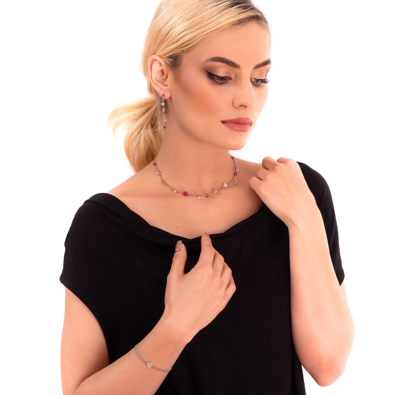 Sterling Silver Earrings Falling in Love pink