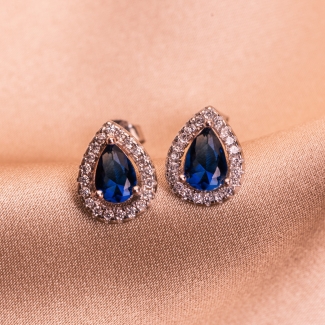 Sterling Silver Earrings Saphirre Drop