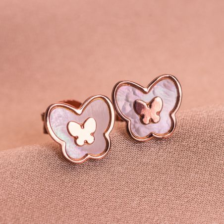 Sterling Silver Earrings Butterflies rose
