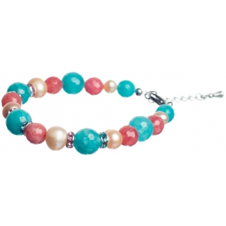 Pink and Turquoise Agates Luxury Bracelet