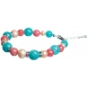 Pink and Turquoise Agates Luxury Bracelet