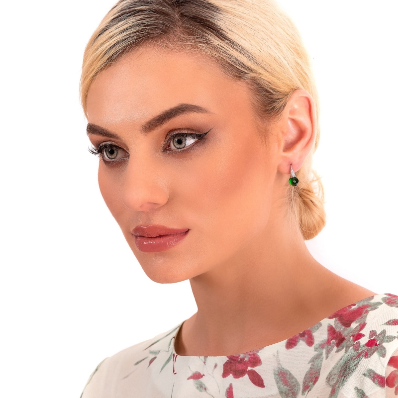 Sterling Silver Earrings Emerald fatetat