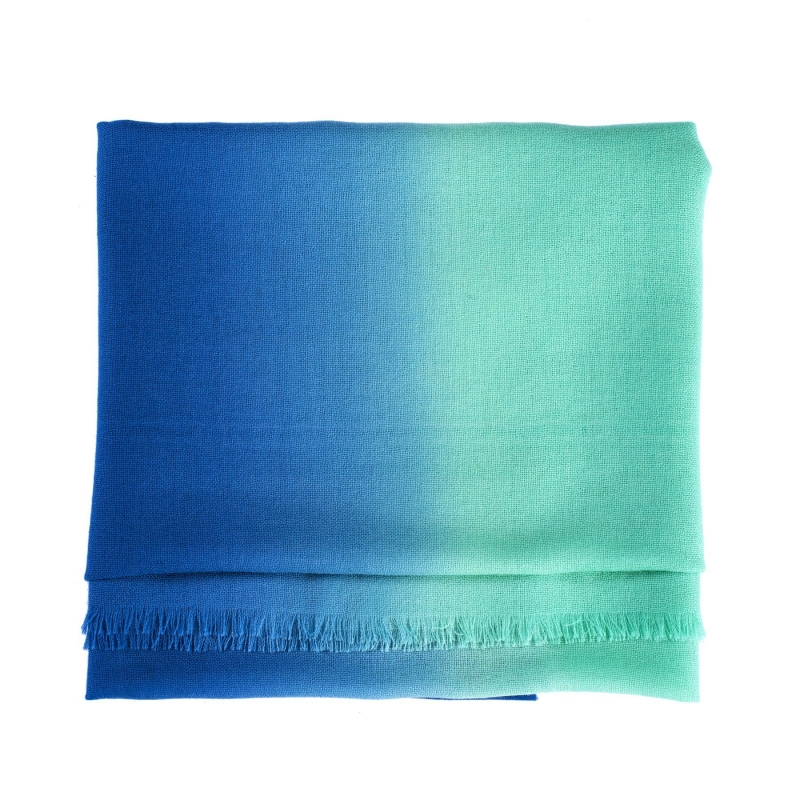 Wool Scarf Mila Schon green blue plain