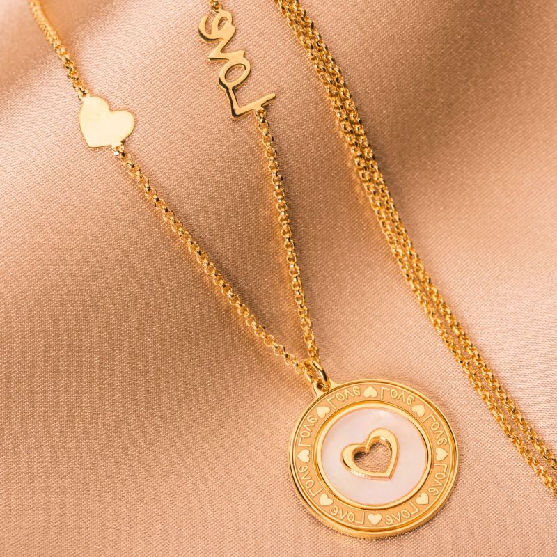 Sterling Silver Necklace Love gold