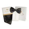 Luxury gifts for men: natural silk bowtie and handkerchief etno black