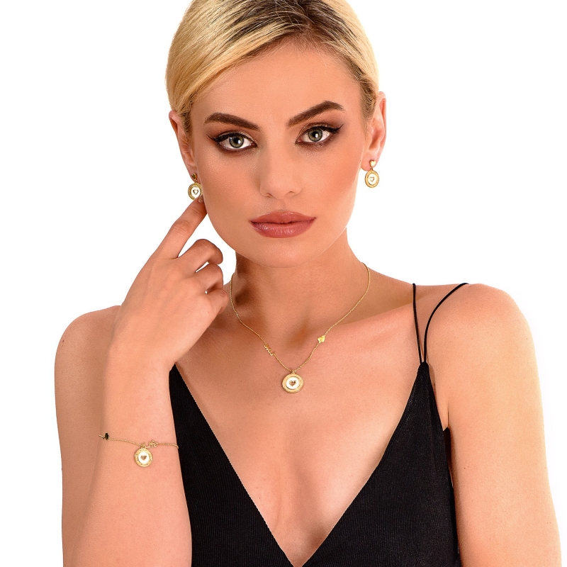 Colier argint Love gold