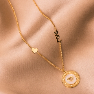 Colier argint Love gold