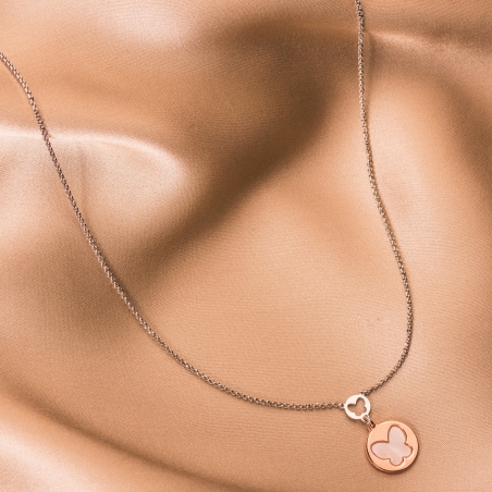 Colier argint Minimal Butterfly white