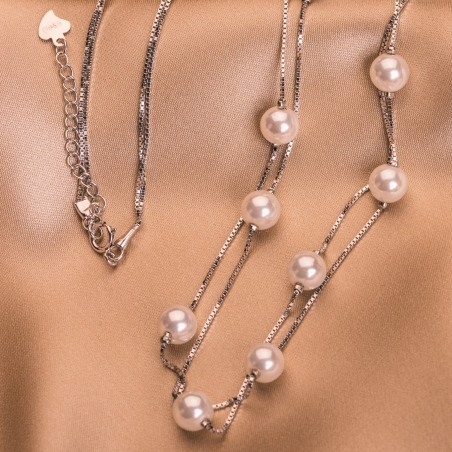 Sterling Silver Necklace Delicate 10 Pearls