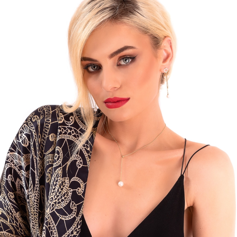 Colier argint Pearl Touch gold