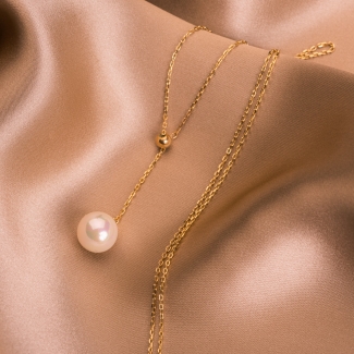 Sterling Silver Necklace Pearl Touch gold