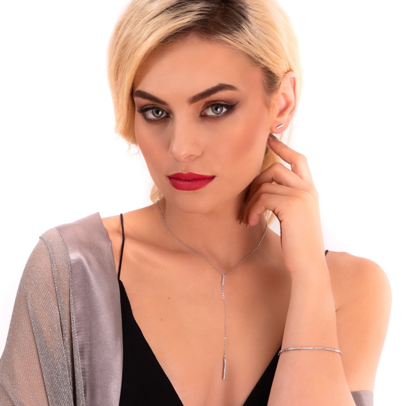 Sterling Silver Necklace Minimal zirconia