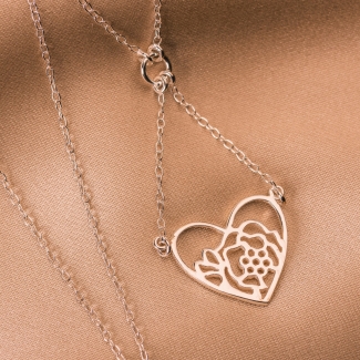 Colier argint Heart&Flower