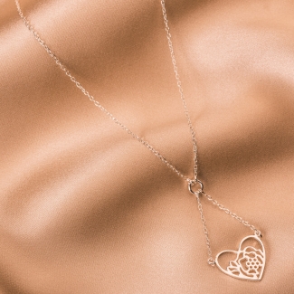Colier argint Heart&Flower