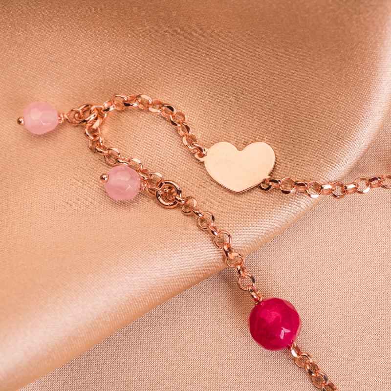 Sterling Silver Bracelet Falling in Love pink