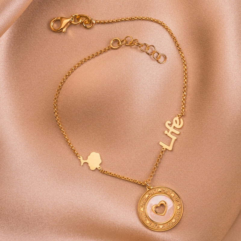 Sterling Silver Bracelet Love gold