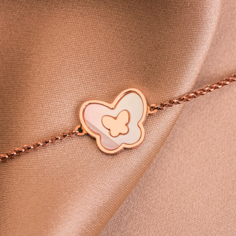 Bratara argint Minimal Butterflies rose