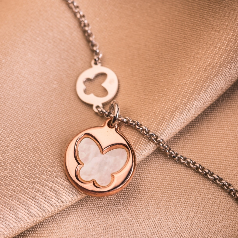 Sterling Silver Bracelet Minimal Butterfly white